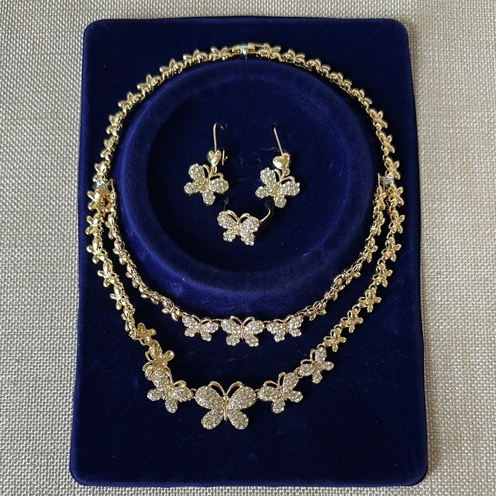 Gold-tone Butterfly Jewelry Set